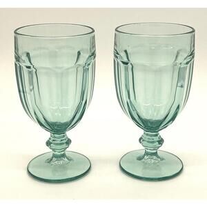 Libbey Gibraltar Duratuff Spanish Green Tea Goblets Glasses, 7" T, Set of 2